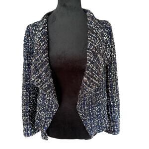 Women’s M Maison 123‎ Paris Tweed Cropped Zip Jacket Black Blue Metallic